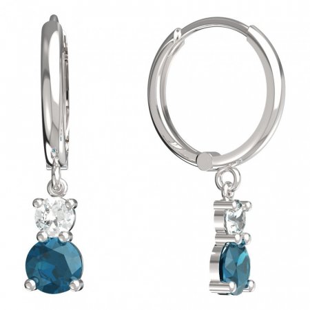 BeKid, Gold kids earrings -857 - Switching on: Circles 15 mm, Metal: White gold 585, Stone: Light blue cubic zircon