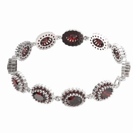 BG náramek přírodní broušený granát   435 Stříbro 925 - rhodium Granát