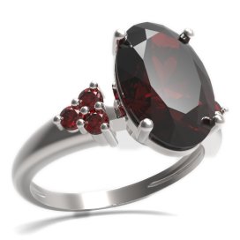 BG prsten s oválným kamenem 480-U Stříbro 925 - rhodium Granát
