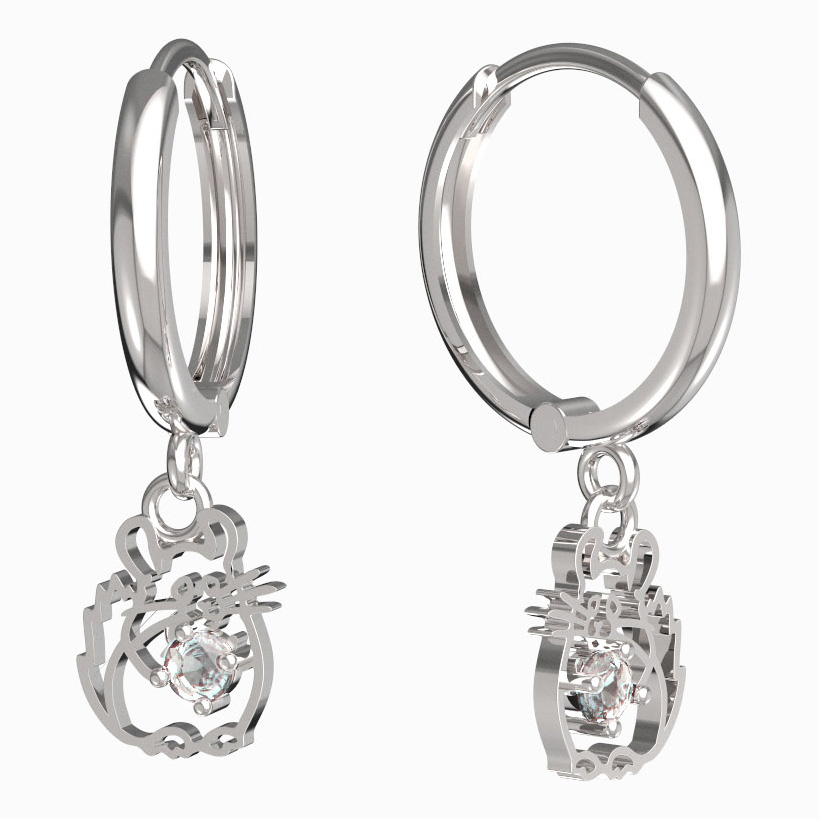 BeKid dětské náušnice činčila 1192 Bílé zlato - 585 Diamant