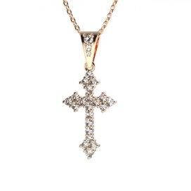 BG zlatý diamantový přívěšek křížek 255 Růžové zlato 585 (30-90dní) Diamant lab-grown