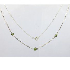 BG náhrdelník přírodní broušený vltavín  031c Bílé zlato - 585 Vltavín