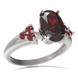 BG prsten s oválným kamenem 492-U Stříbro 925 - rhodium Granát