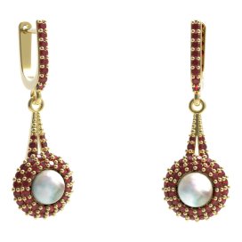 BG náušnice s přírodní perlou 540-G91 Stříbro 925 - pozlacené Granát a perla