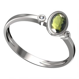 BG vltavínový prsten 559L Bílé zlato - 585 Vltavín a diamant