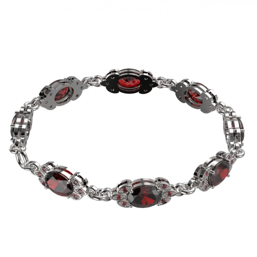 BG náramek vsazený granát  961 Stříbro 925 - rhodium Granát