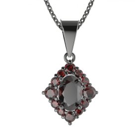 BG přívěs vsazeny kameny:český granát  466 Stříbro 925 - ruthenium (30-90dní) Granát