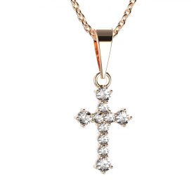 BG zlatý diamantový přívěšek křížek 256 Růžové zlato 585 (30-90dní) Diamant lab-grown