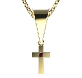 Zlatý přívěsek křížek s červeným zirkonem, žluté zlato 585 – 1105