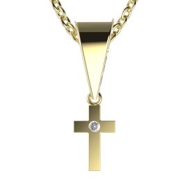 BG zlatý přívěšek křížek 1105 Žluté zlato - 585 Bílý kubický zirkon