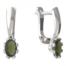 BG vltavínové náušnice 560 Bílé zlato - 585 Vltavín