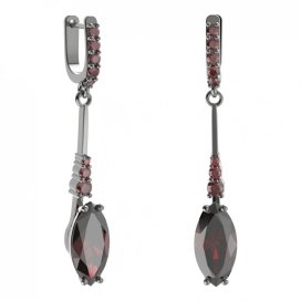 BG náušnice s centrálním oválným kamenem 481-B93 Stříbro 925 - ruthenium (30-90dní) Granát