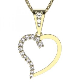 BG zlatý diamantový přívěšek srdíčko 1253 Žluté zlato - 585 Diamant lab-grown