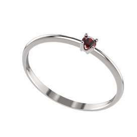 BG zlatý prstýnek s granátem 904 Bílé zlato - 585 Granát