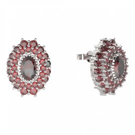 BG náušnice ovál -  243 Stříbro 925 - rhodium Granát