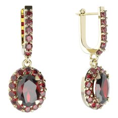 BG  náušnice 728 Stříbro 925 - pozlacené Granát