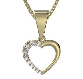 BG zlatý diamantový přívěšek srdíčko 1255 Žluté zlato - 585 Diamant lab-grown