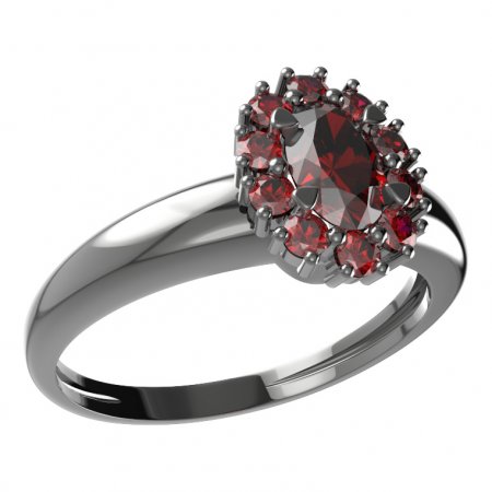 BG prsten s oválným kamenem 498-I - Kov: Stříbro 925 - rhodium, Kámen: Granát