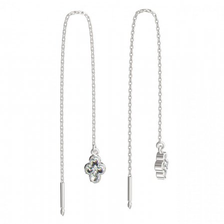 BeKid, Gold kids earrings -295 - Switching on: Chain 9 cm, Metal: White gold 585, Stone: White cubic zircon