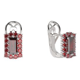 BG náušnice 431-R7 obdelníkové Stříbro 925 - rhodium Granát