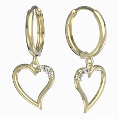 Bg náušnice srdíčko 1165 Žluté zlato - 585 Diamant