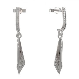 BG zlaté náušnice 1364 Bílé zlato - 585 Bílý kubický zirkon