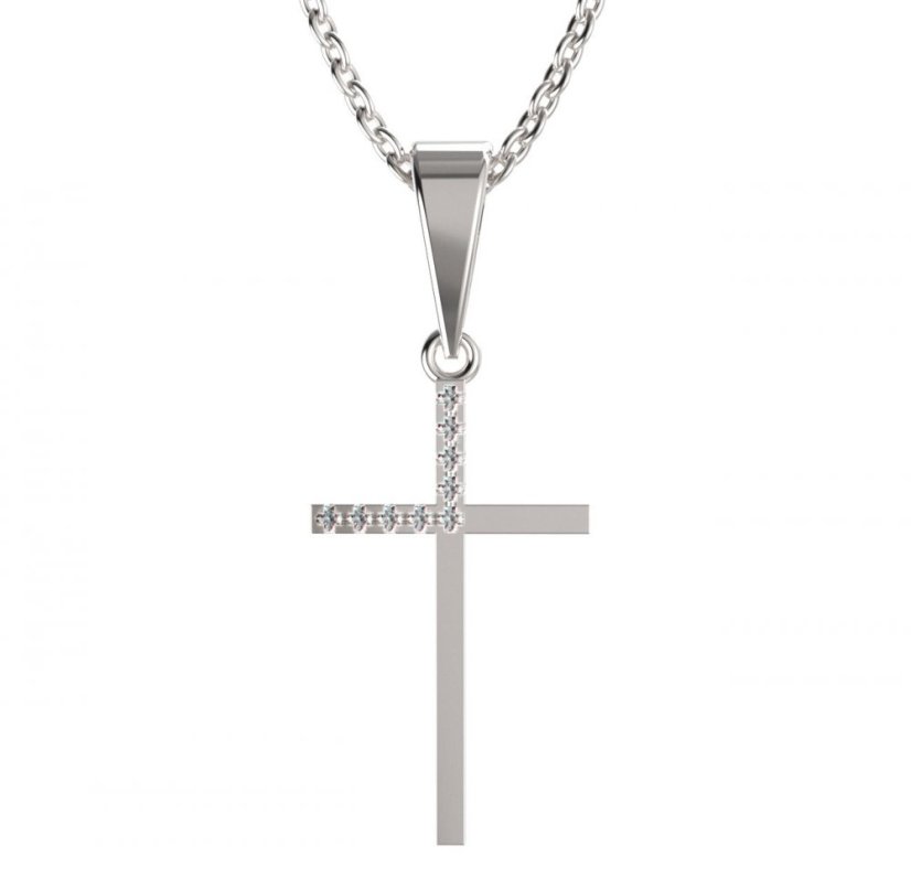 BG zlatý přívěšek křížek 1166 Žluté zlato - 585 Zelený kubický zirkon