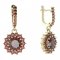 BG circular earring 096-84 - Metal: Yellow gold 585, Stone: Moldavit and garnet