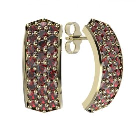 BG náušnice vsazený český granát  861 Žluté zlato - 585 Granát