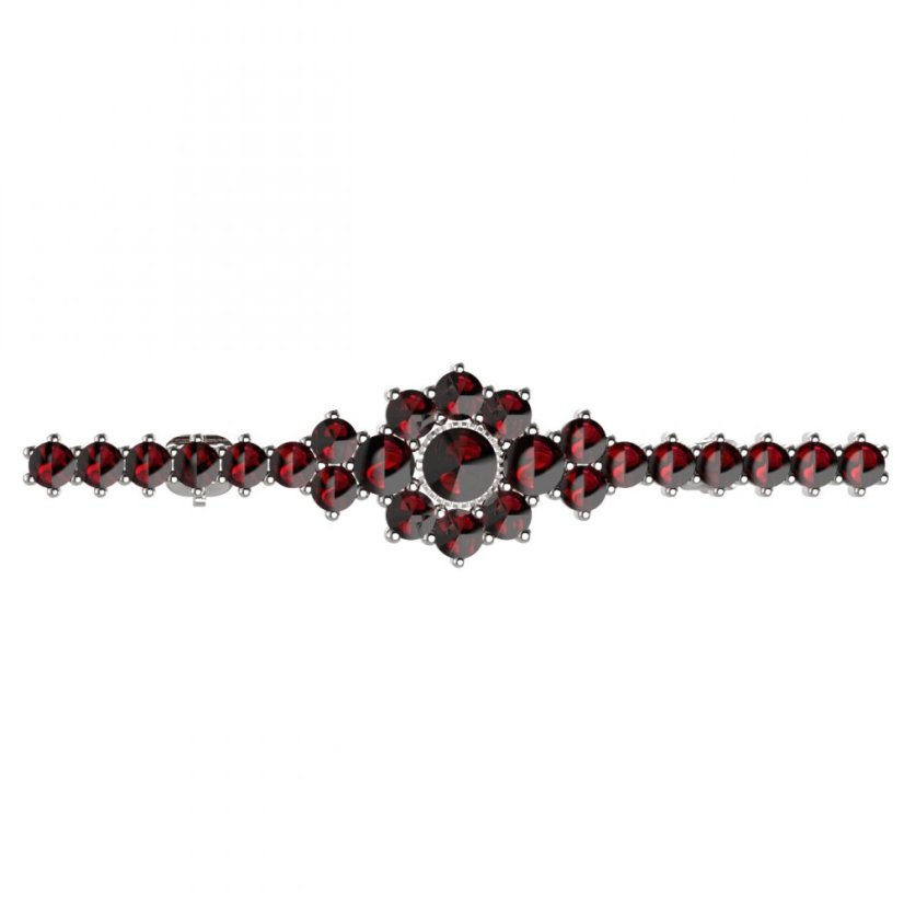BG brož 017 Stříbro 925 - rhodium Granát