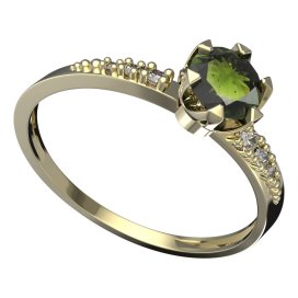 BG vltavínový prsten 872D Žluté zlato - 585 Vltavín a diamant