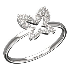 BeKid dětský prsten  motýlek 846 Bílé zlato - 585 Bílý kubický zirkon