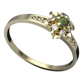 BG vltavínový prsten 878J Žluté zlato - 585 Vltavín a diamant