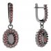 BG oval earring 435-84 - Metal: Silver 925 - rhodium, Stone: Moldavit and garnet