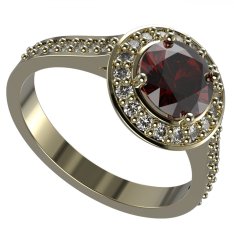 BG zlatý a stříbrný prstýnek 1469 Žluté zlato - 585 Granát a diamant