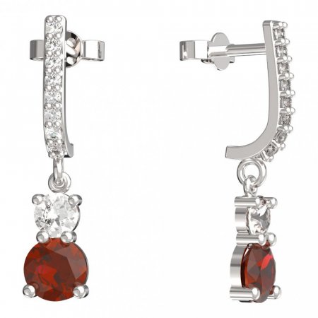 BeKid, Gold kids earrings -857 - Switching on: Pendant hanger, Metal: White gold 585, Stone: Red cubic zircon