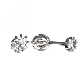 BG zlaté náušnice s diamanty 869 Bílé zlato - 585 Diamant lab-grown