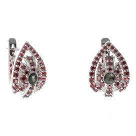 BG náušnice s přírodní perlou 537-90 Stříbro 925 - rhodium Granát a tahiti perla