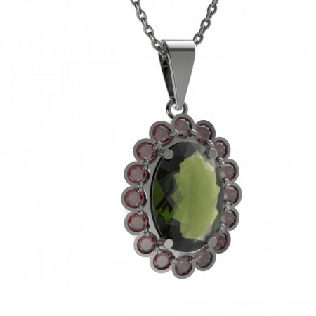 BG pendant oval 705-0 - Metal: Silver 925 - rhodium, Stone: Garnet