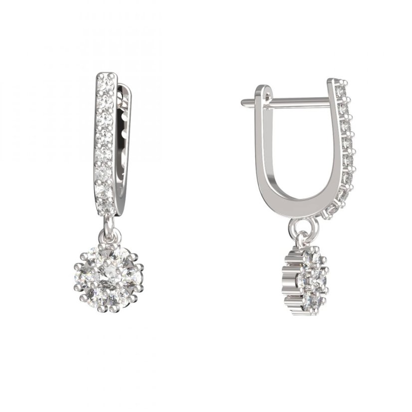 BG zlaté náušnice kytička 774 Bílé zlato - 585 Diamant