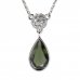 BG garnet necklace 958 - Metal: Silver - gold plated 925, Stone: Moldavite and cubic zirconium
