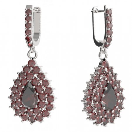 BG drop stone earring 187-94 - Metal: Silver 925 - rhodium, Stone: Garnet