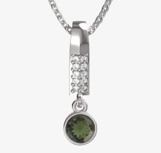 BG zlatý přívěšek 723 Bílé zlato - 585 Vltavín a diamant