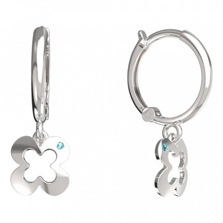 BeKid, Gold kids earrings -849 - Switching on: Circles 12 mm, Metal: White gold 585, Stone: Light blue cubic zircon