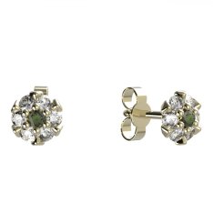 BG vltavínové náušnice 879 Žluté zlato - 585 Vltavín a diamant
