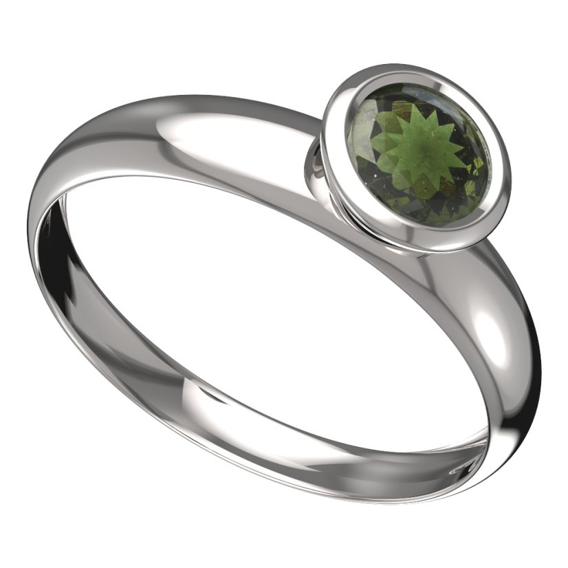 BG vltavínový prsten 557T Bílé zlato - 585 Vltavín