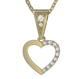 BG zlatý diamantový přívěšek srdíčko 1251 Žluté zlato - 585 Diamant lab-grown