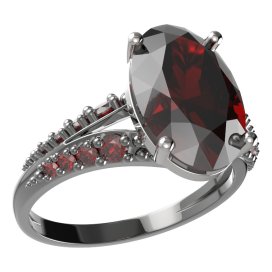 BG prsten s oválným kamenem 480-G Stříbro 925 - ruthenium (30-90dní) Granát