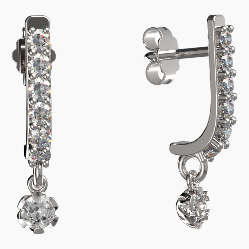 BG zlaté náušnice s diamanty 869 Bílé zlato - 585 Diamant lab-grown