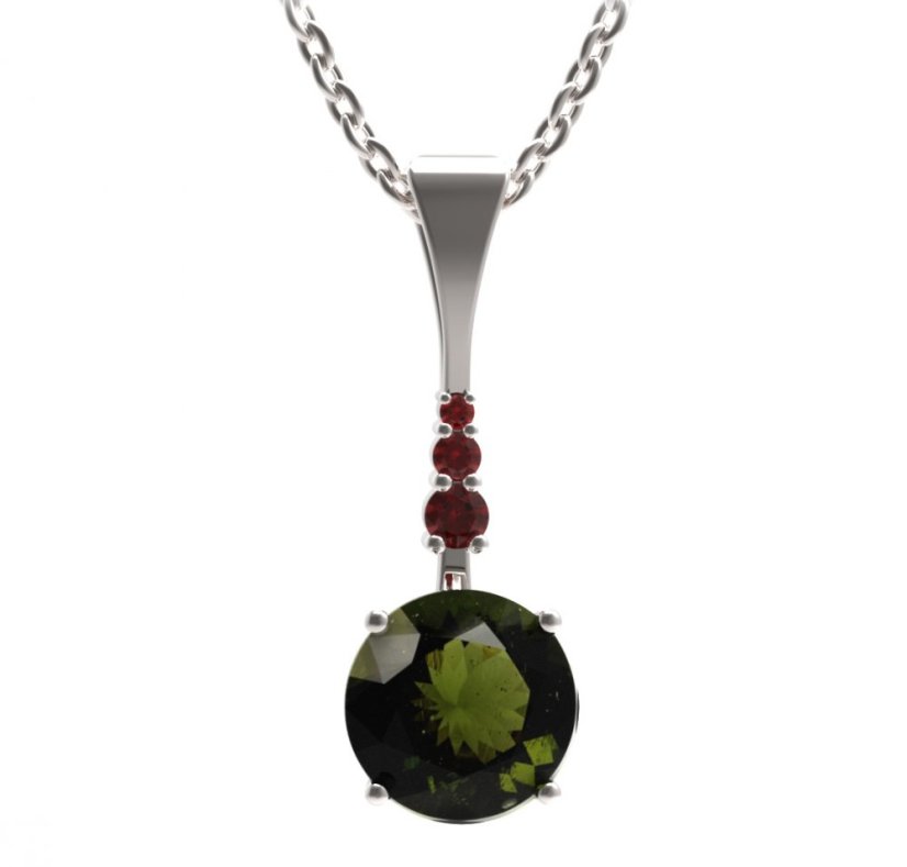 BG přívěs kruhového tvaru 475-B Stříbro 925 - rhodium Vltavín a granát